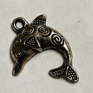 Dolphin Silver Tone Pendant Charm Jewelry 1 Inch Travel Vacation Fun Memorabilia